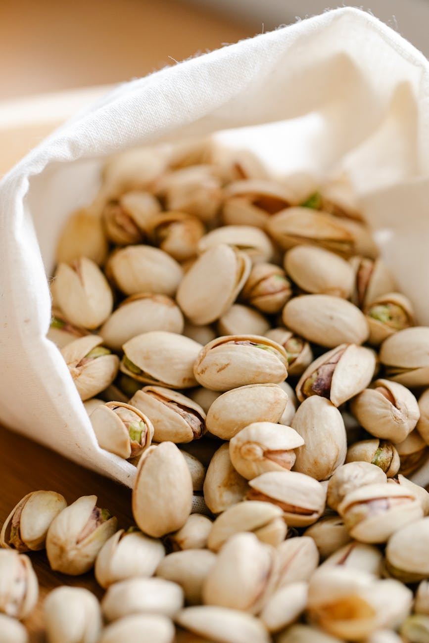 close up shot of pistachios